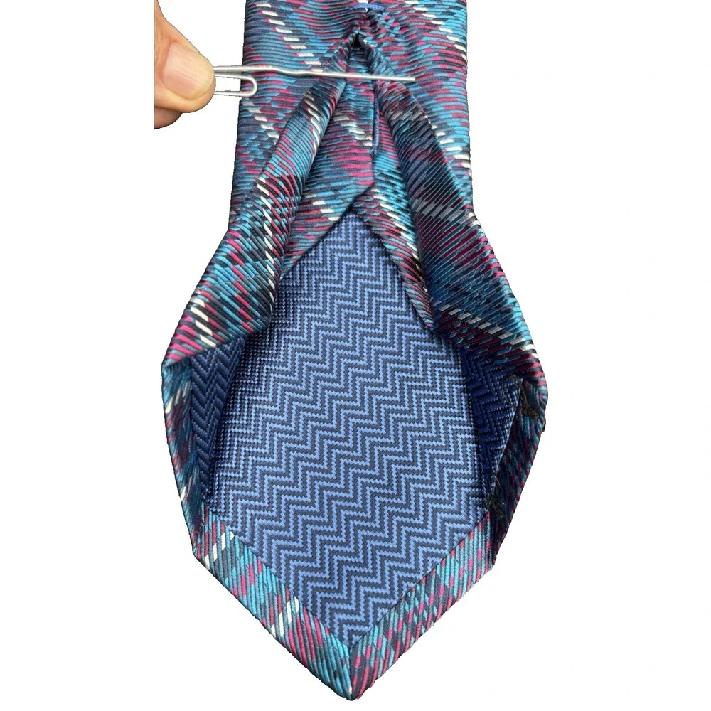 7 Fold Men's Tie100% Silk Seven Fold MICHELSONS LONDON England Geometric EUC